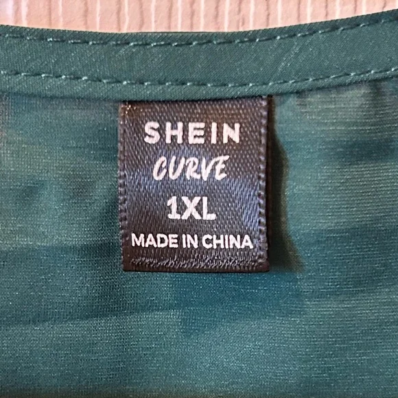 SHEIN 1X Curve Dark Green Blouse w/Elastic Waist NWOT - Picture 3 of 5